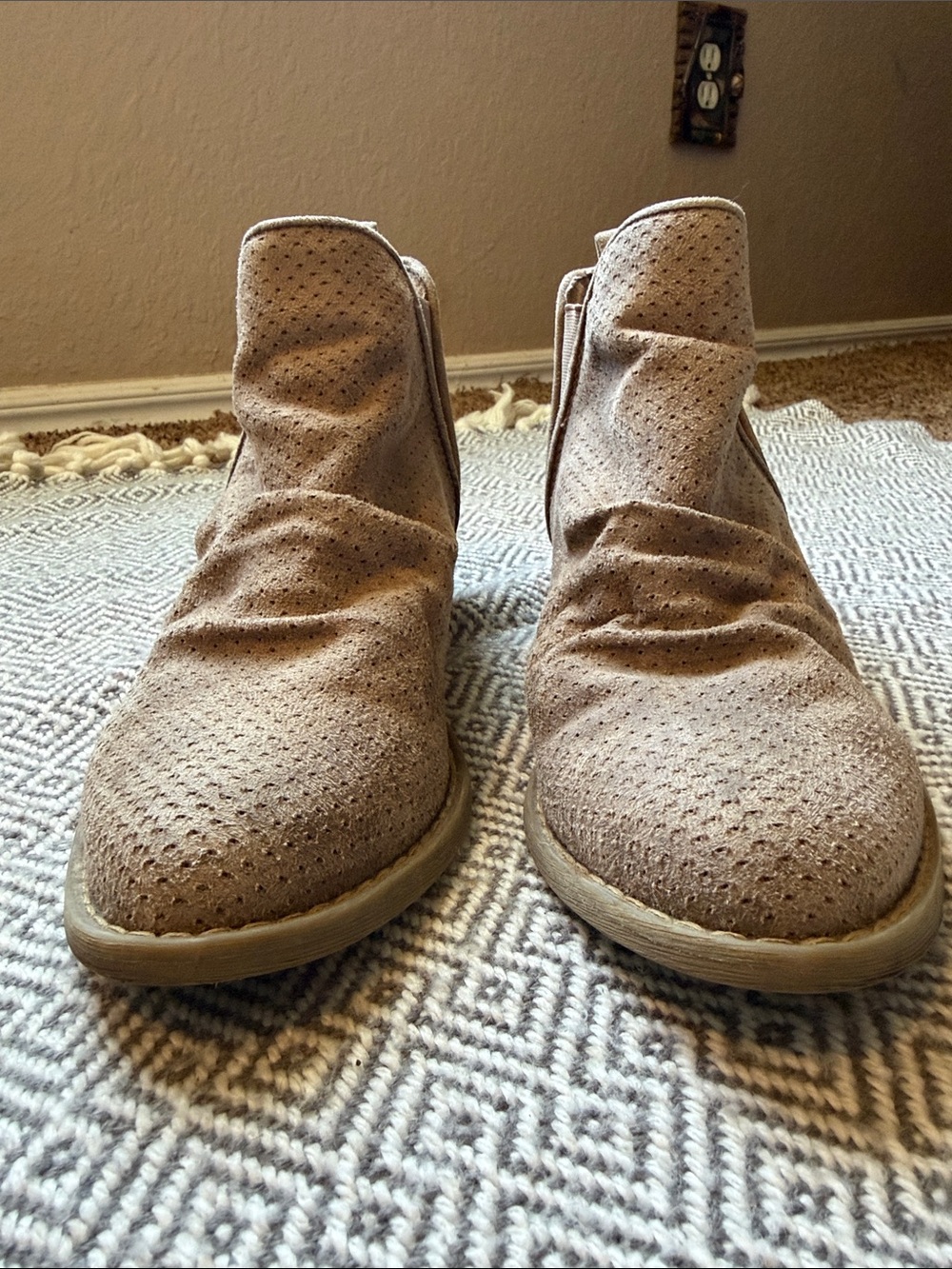 Report Women’s Suede Perforated Slip-On Ankle Boots - Taupe - Picture 15 of 16